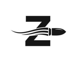 iniziale lettera z tiro proiettile logo con concetto arma per sicurezza e protezione simbolo vettore