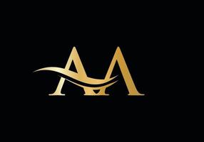 premio lettera aa logo design con acqua onda concetto. aa lettera logo design con moderno di moda vettore