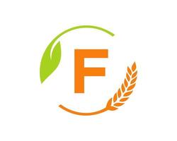 agricoltura logo su f lettera concetto. agricoltura e agricoltura logo design. agroalimentare, eco-fattoria e rurale nazione design vettore