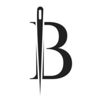 lettera B sarto logo, ago e filo combinazione per ricamare, tessile, moda, stoffa, tessuto modello vettore