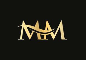 premio lettera mm logo design con acqua onda concetto. mm lettera logo design con moderno di moda vettore