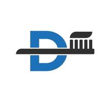 iniziale lettera d dentale logo combinare con dente spazzola simbolo modello vettore