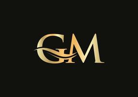 premio lettera gm logo design con acqua onda concetto. gm lettera logo design con moderno di moda vettore