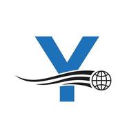 lettera y globale logo combinato con globale icona, terra cartello per attività commerciale e tecnologia identità modello vettore