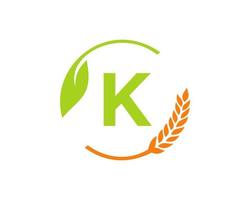 agricoltura logo su K lettera concetto. agricoltura e agricoltura logo design. agroalimentare, eco-fattoria e rurale nazione design vettore