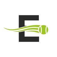 lettera e tennis club logo design modello. tennis sport accademia, club logo vettore