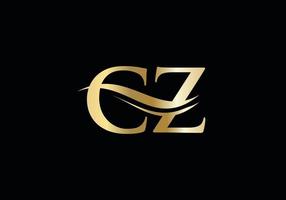 cz logo design vettore. swoosh lettera cz logo design vettore