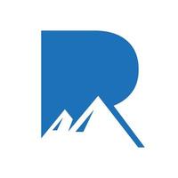 lettera r montare logo vettore cartello. montagna natura paesaggio logo combinare con collina icona e modello