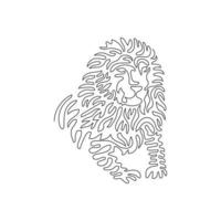 singolo uno linea disegno di feroce Leone seduta astratto arte. continuo linea disegnare grafico design vettore illustrazione di carnivoro mammifero per icona, simbolo, azienda logo, manifesto parete arredamento