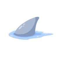squalo fin. predatore pesce sotto acqua con onde. disegno per Stampa con pericoloso marino animale. piatto cartone animato illustrazione vettore