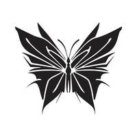 farfalla minimo nero e bianca vettore icona. bellissimo tatuaggio silhouette. schizzo di alato animale.