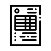 documento con tavolo di revisione credito e addebito linea icona vettore illustrazione