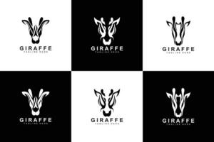 giraffa logo disegno, giraffa testa vettore silhouette, alto collo animale, zoo, tatuaggio illustrazione, Prodotto marca