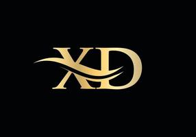 oro xd lettera logo design. xd logo design con creativo e moderno di moda vettore