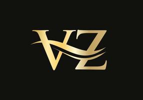 acqua onda vz logo vettore. swoosh lettera vz logo design per attività commerciale e azienda identità vettore
