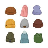 Beanie cappello berretto cartone animato icone impostato vettore