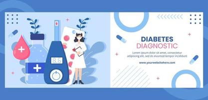 diabete analisi assistenza sanitaria copertina piatto cartone animato mano disegnato modelli illustrazione vettore