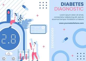 diabete analisi assistenza sanitaria opuscolo piatto cartone animato mano disegnato modelli illustrazione vettore