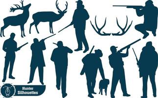 vettore collezione di cacciatore foresta animale silhouette