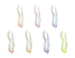impostato di pendenza alghe corallo subacqueo pastello acquerello grafica 01 vettore