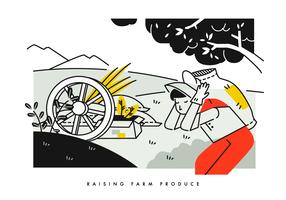 Illustrazione di trasporto di vettore del fondo del sacco del raccolto del contadino