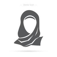 musulmano donna. hijab donna piatto e linea icona. isolato vettore illustrazione su bianca sfondo.