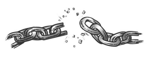rotto metallico catena la libertà concetto inchiostro vettore