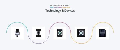 dispositivi linea pieno piatto 5 icona imballare Compreso dispositivi. sicuro. dispositivi. prodotti. dispositivi vettore