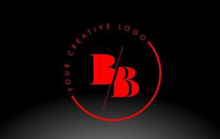 rosso bb serif lettera logo design con creativo intersecato tagliare. vettore