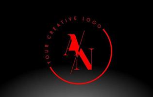 rosso un serif lettera logo design con creativo intersecato tagliare. vettore