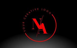 rosso n / A serif lettera logo design con creativo intersecato tagliare. vettore