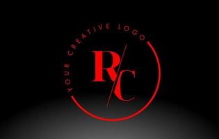 rosso rc serif lettera logo design con creativo intersecato tagliare. vettore