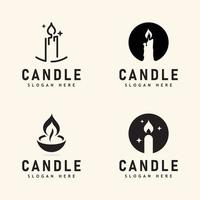 candela leggero fiamma logo design illustrazione vettore