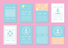 Modelli di carte di invito di nozze nautiche vettore