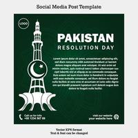 Pakistan risoluzione giorno sociale media inviare modello bandiera manifesto vettore illustrazione design