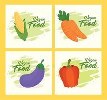 impostato di banner con la verdura, salutare cibo concetto vettore
