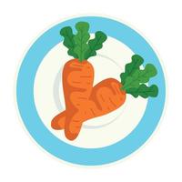 fresco carote verdure su piatto, nel bianca sfondo vettore