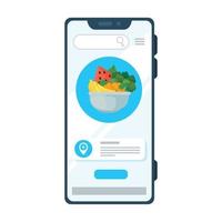 in linea shopping frutta attraverso un App nel un' smartphone vettore
