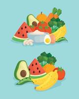 bandiera con verdure e fresco frutta, concetto salutare cibo vettore