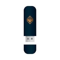 USB nero modello con d'oro cartello, aziendale identità vettore