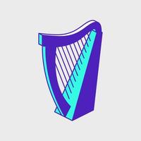 irlandesi celtico arpa isometrico vettore icona illustrazione