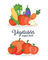bandiera con impostato di la verdura, concetto vegano cibo vettore
