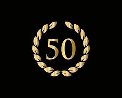 50 ° anni anniversario logo con d'oro squillare isolato su nero sfondo, per compleanno, anniversario e azienda celebrazione vettore