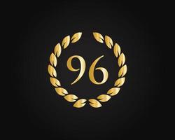 96 ° anni anniversario logo con d'oro squillare isolato su nero sfondo, per compleanno, anniversario e azienda celebrazione vettore