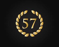 57 ° anni anniversario logo con d'oro squillare isolato su nero sfondo, per compleanno, anniversario e azienda celebrazione vettore