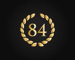 84th anni anniversario logo con d'oro squillare isolato su nero sfondo, per compleanno, anniversario e azienda celebrazione vettore