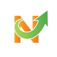 lettera n finanziario logo. iniziale crescita freccia concetto. raccolta fondi finanziario e contabilità gestione logo design modello vettore