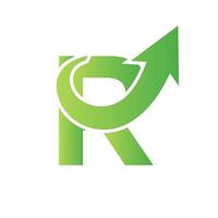 lettera r finanziario logo. iniziale crescita freccia concetto. raccolta fondi finanziario e contabilità gestione logo design modello vettore
