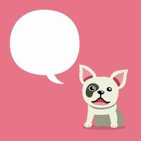 cartone animato personaggio francese bulldog con discorso bolla vettore