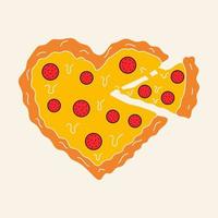 Pizza nel il modulo di un' cuore. San Valentino giorno concetto vettore